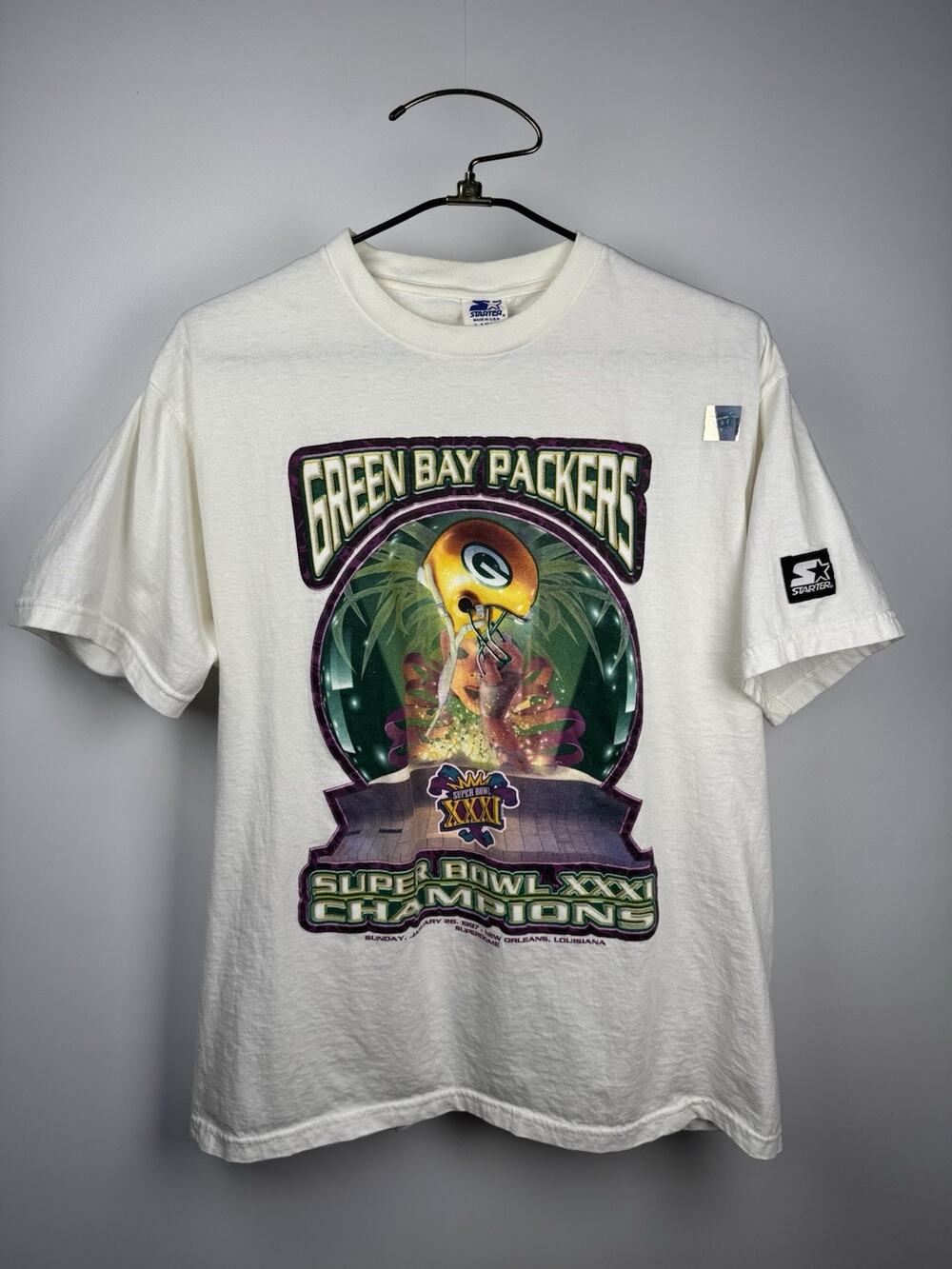 Vintage 1997 Starter Green Bay Packers Super Bowl Champions T-Shirt L NWT 23x28